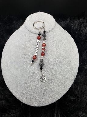 Red Aries Beaded Keychain with Zodiac Charm